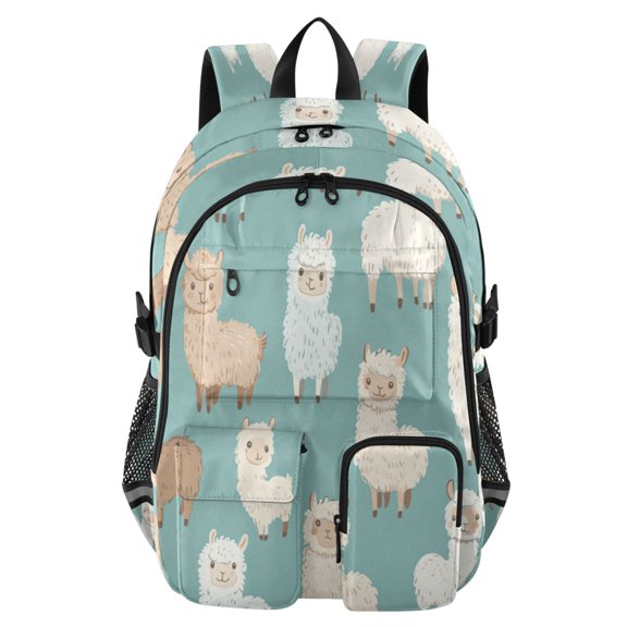Large Capacity Student Backpack, 14 Inch Laptop Backpack, Wear-Resistant Polyester Travel Backpack with Reflective Strips for Commuting Outdoor Super Cute Sheep