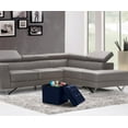 thumbnail image 2 of Coffre de Meuble Pliable de Rangement Ottoman en Cuir Capitonné Repose-Pieds (Petit, Marine), 2 of 4