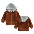 thumbnail image 4 of Kids Boys Hooded Jacket Zipper Cute Color Blocked Cotton Hoodie Coat Winter Children Outwear,6M-4Y, 4 of 10