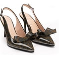 thumbnail image 4 of Women's Sexy Slingbacks Bow Stiletto Heels Closed Pointed Toe Pumps Bead Buckle Strap High Heels Dress Shoes, 4 of 12