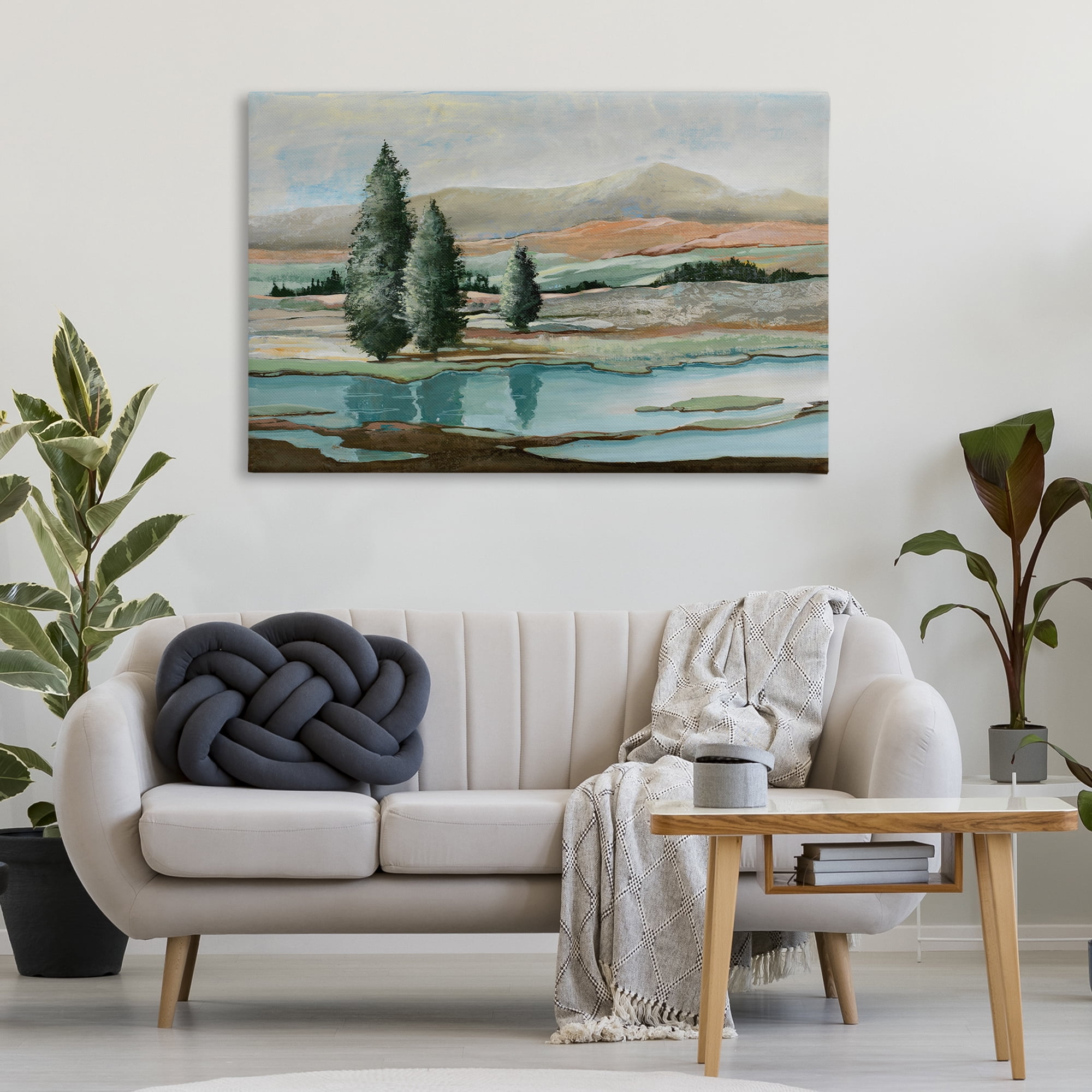 Stupell Industries Natural Creek Landscape Landscape & Nature Painting Wrapped Canvas Art Print Wall Art, 45 x 30