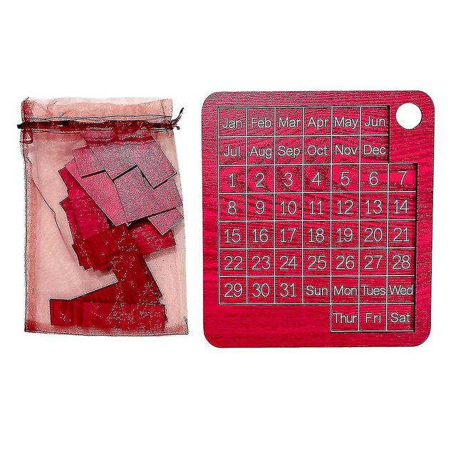 Compatible concalendario Rompecabezas Mes + Día + Semana Calendario Decorativo para el hogar (rojo)