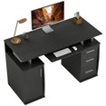 thumbnail image 1 of HOMCOM 47" Computer Desk with Keyboard Tray and Storage Drawers Black, 1 of 10