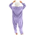 thumbnail image 7 of REORIAFEE Womens Pajama Sets Pants 1 Piece Fleece Warm Loungewear with Pockets Long Sleeve Jumpsuit Pants Color Block Sleepwear Purple S-2XL, 7 of 7