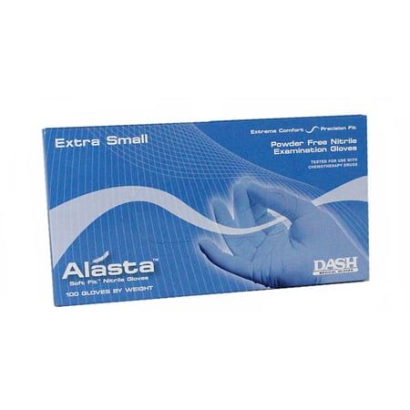 Dash Medical ALS100XS Alasta Nitrile Examination Gloves Powder Free Extra Small 100/Bx