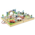 thumbnail image 4 of Melissa & Doug 18-Piece Wooden Take-Along Tabletop Town, 4 Rescue Vehicles, Play Pieces, Bridge, 4 of 6
