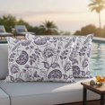 thumbnail image 4 of Farmhouse Spring Outdoor Waterproof Pillow Covers, Fruit Plant Leaf Flower Dark Purple Decorative Rectangle Throw Pillowcase Sofa Cushion Sham for Patio/Couch/Chair, 20"x12" 2 Pack, 4 of 8