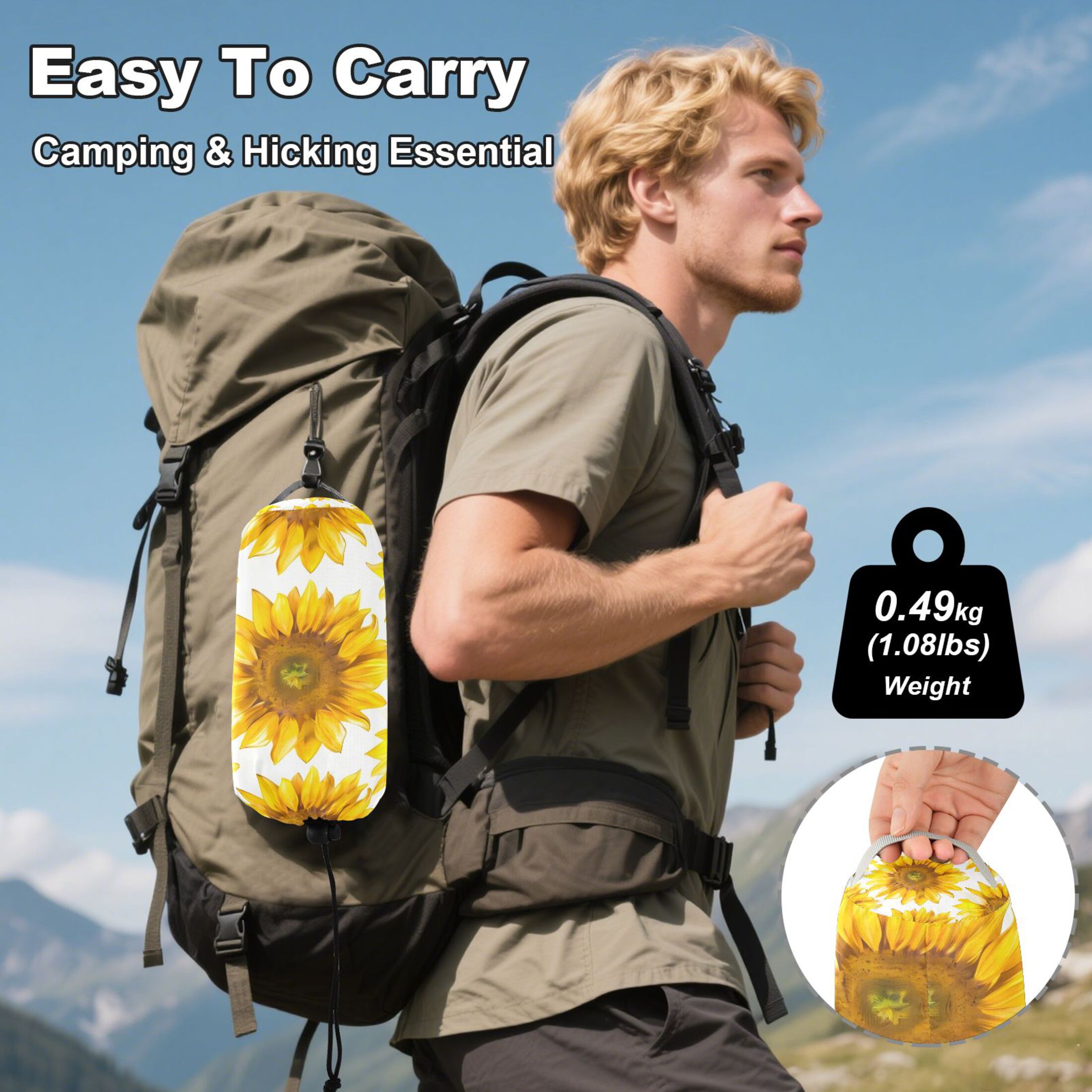 Hammock Camping Hammock Nylon Portable Hammock Travel Camping Hammock Sunflower Seamless