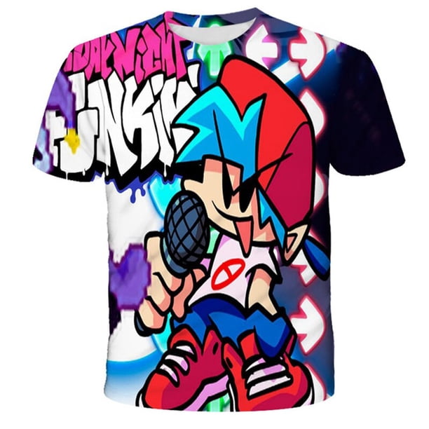 Camisetas de Fridany Night Funkin para niños, camisetas con estampado de dibujos animados para niños y niñas, camisetas informales de manga corta para niños, ropa de 1 a 14 años, 6 años Gao Jinjia LED