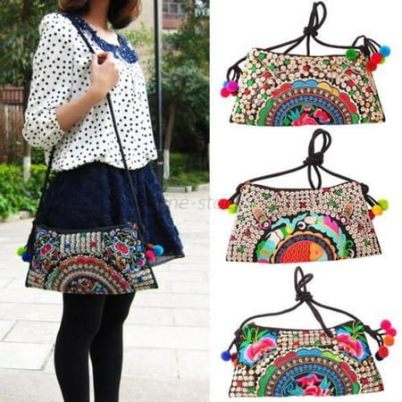 Hand Embroidered Shoe Bag - EFINNY Women's Lady Nation Embroidered Purse Retro Clutch Bag Shoulder Bag Crossbody Messenger