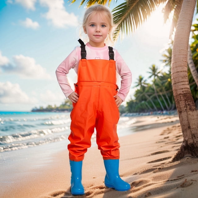 Kids Waterproof Waders, Chest High With Boots, Fishing Hunt Play, Toddler