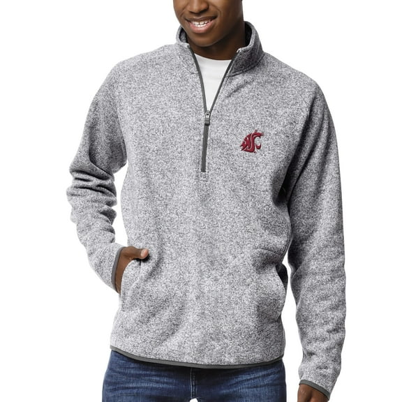 Men's League Collegiate Wear Heather Gray Washington State Cougars Saranac Raglan Quarter-Zip Jacket