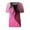 46# Hot Pink, variant on Scrub Jackets for Women Short Sleeve Snap Front Printed Crew Neck Jacket Tops with Two Pockets Black S