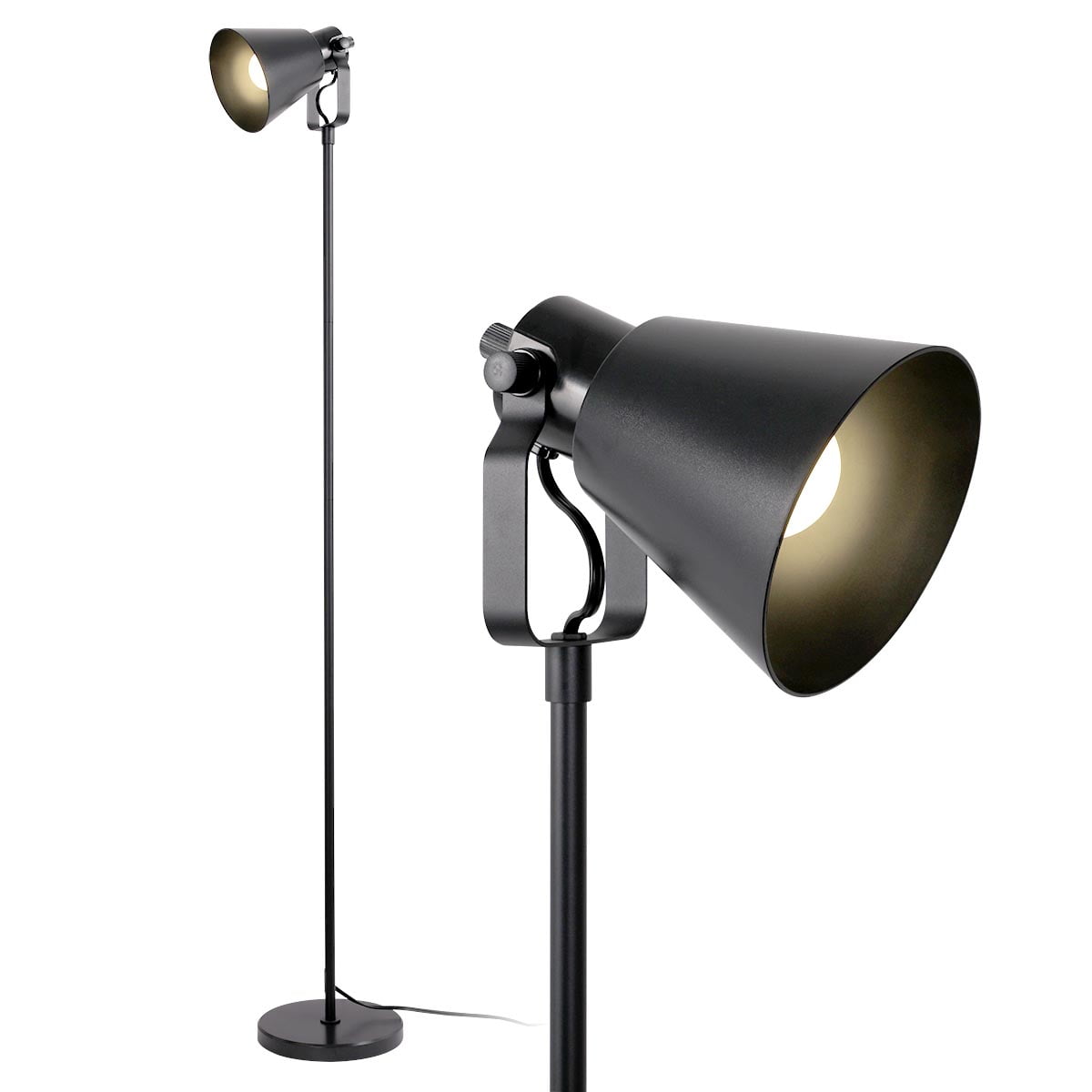 Mainstays Modern Floor Lamp, 64 in, Adjustable Shade, Black Finish, 1-Pack
