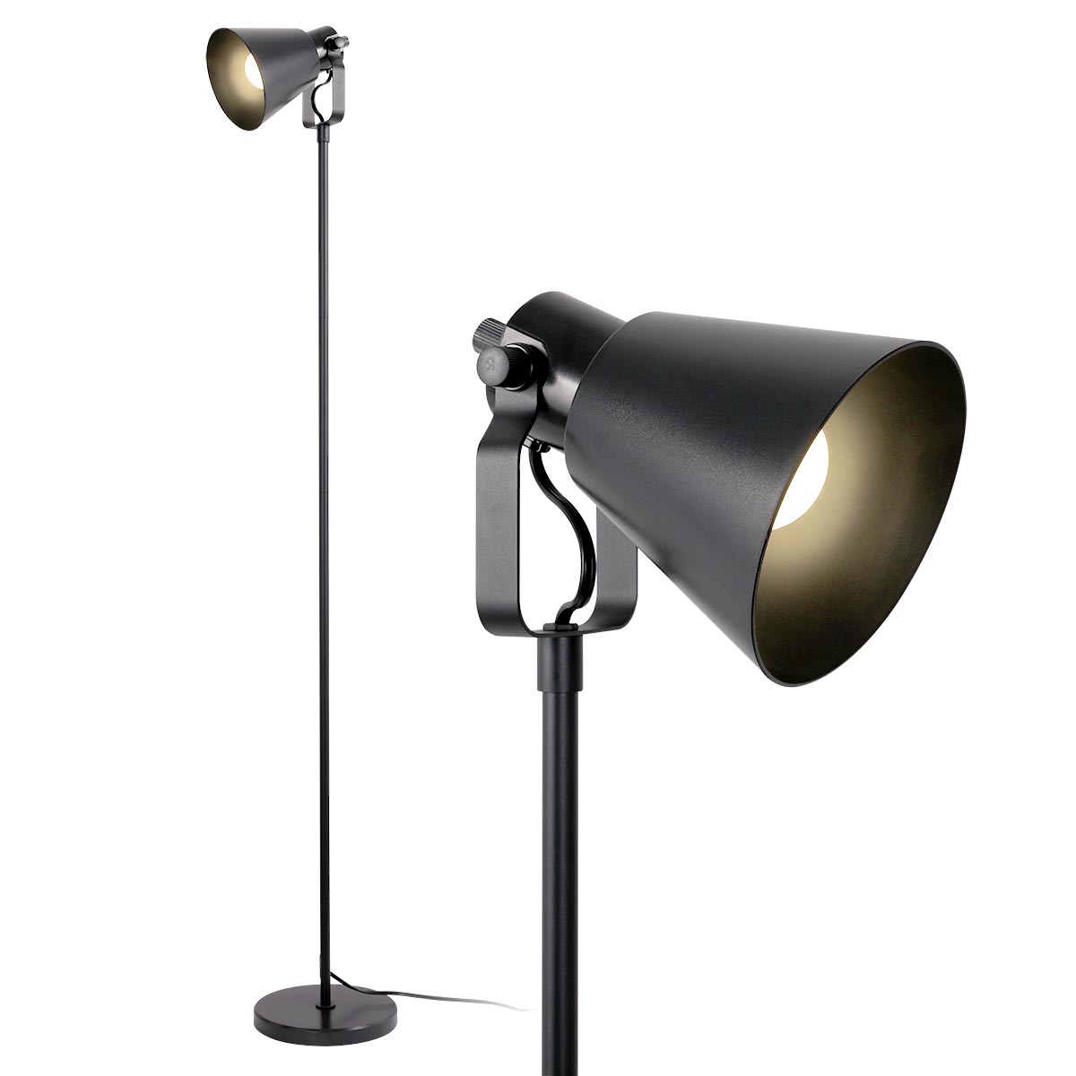 Mainstays Modern Floor Lamp with Adjustable Shade, Black, 64" photo 4