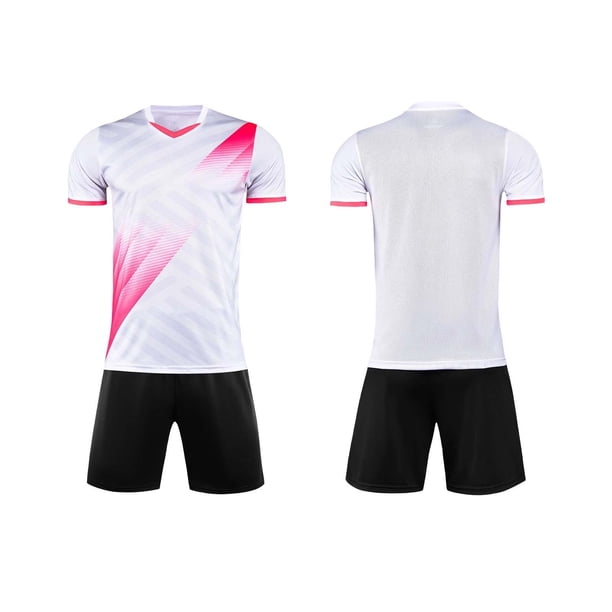 Odeerbi Niños Niñas Malla Rápido Seco Uniforme de Fútbol Conjunto Rayas Gradiente Impresión Camiseta Shorts Ropa Deportiva Atlética Para 5-15 Años