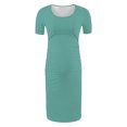 thumbnail image 5 of Fengqque Maternity Pleated Dress with Short Sleeves and Round Neck - Flowy Mid Calf Length Skirt Design for Baby Showers, Pregnancy Photos and Special Occasion Wear, 5 of 7
