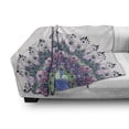thumbnail image 2 of Peacock Soft Flannel Fleece Blanket, Peacock Illustration Exotic Wildlife Feather Ornament Vintage Oriental, Cozy Plush for Indoor and Outdoor Use, 70" x 90", Violet Blue Green Pink, by Ambesonne, 2 of 5