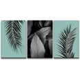 thumbnail image 3 of PixonSign Canvas Print Wall Art Set Teal & Monochrome Jungle Leaves Floral Wilderness Photography Modern Art Rustic Relax/Calm Multicolor Black and White for Living Room, Bedroom, Office - 16"x24"x3, 3 of 5