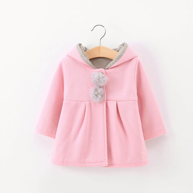 Toddler Girl Clothes Girls' Hooded Jacket Spring And Winter New Style Small And Medium-sized Children's Cute Rabbit Ears Trendy Style Winter Coat on Clearance