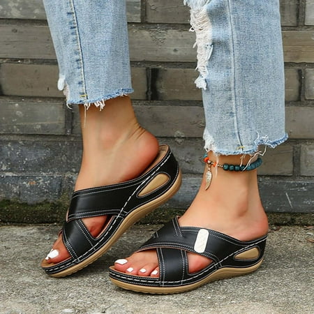 

Todqot Slippers for Women- Casual Quick-drying Anti-slip Summer Flat Comfy indoor outdoor Black 39