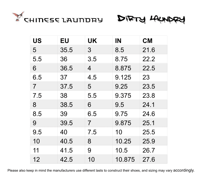 Chinese Laundry Shoe Size Chart