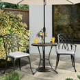 thumbnail image 5 of Nuu Garden 3-Piece Outdoor Patio Bistro Set, Round 24'' Cast Aluminum Dining Table with 1.97" Umbrella Hole and 2 Cast Aluminum Outdoor Chairs with Cushions for Porch, Grey, 5 of 10