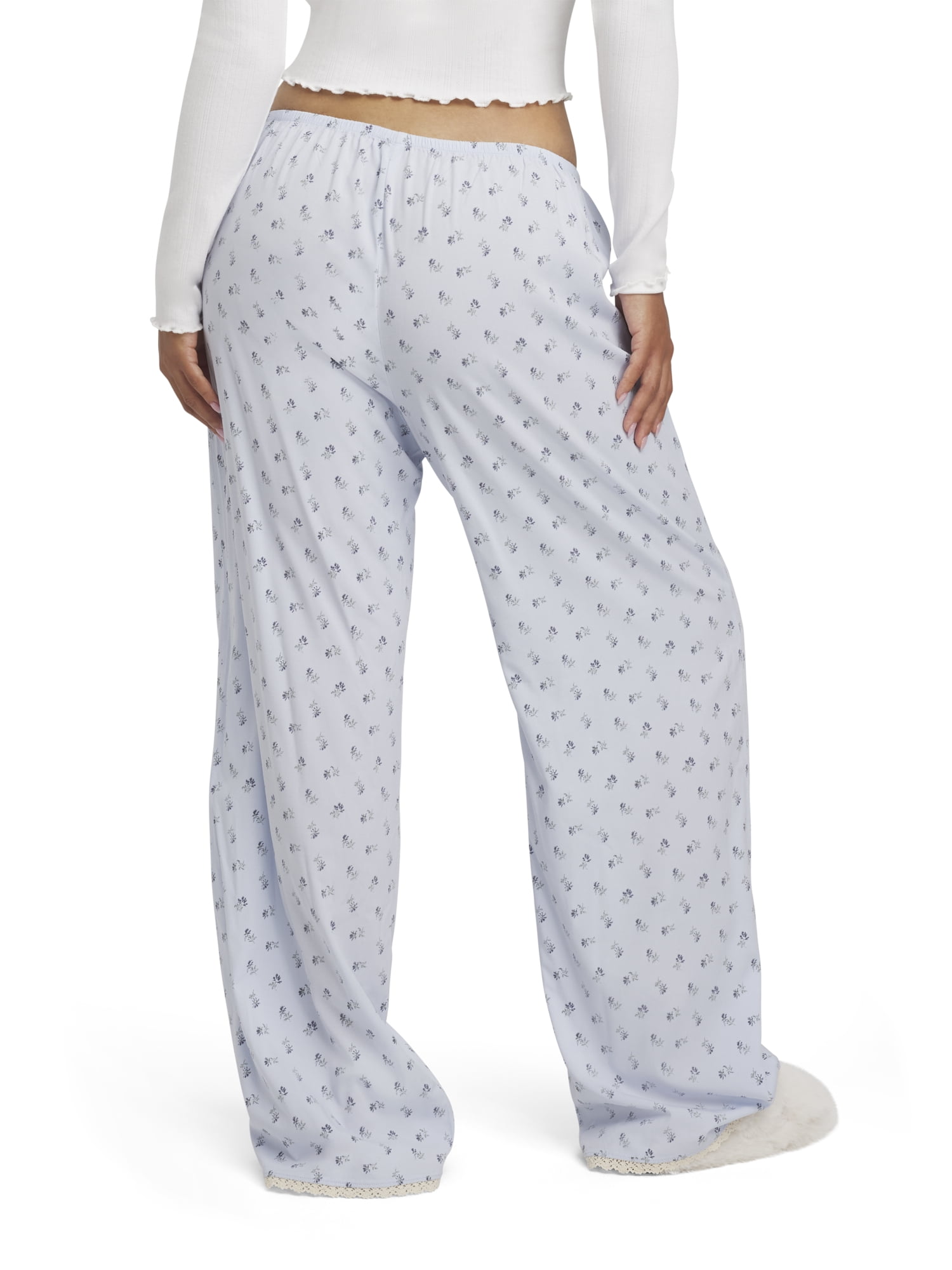 Mills by Millie Bobby Brown Women's Sleep Printed Rayon Pant with Lace Trim, Sizes XS-XXXL