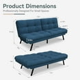 thumbnail image 2 of Vyfipt Convertible Futon Sofa Bed, Blue Linen Futon Couch with Adjustable Backrest & Armrests, Folding Small Recliner Sleeper Sofa Bed for Living Room, Apartment, Office, 2 of 18