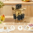 thumbnail image 2 of NUAHRHY 24Pcs Stainless Steel Cutlery Set with Marble Pattern Handles, Tableware Sets with Hanging Holder Flatware 6 Utensils Forks Knives Spoon Set with Organizer, 2 of 8