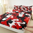 thumbnail image 3 of Feelyou Teens Camouflage Full Size Sheets, Black Red Camo Bed Sheets, Chic Artwork Abstract Sheet Sets, Luxury Bedroom Decor, 4 Pieces, 3 of 7