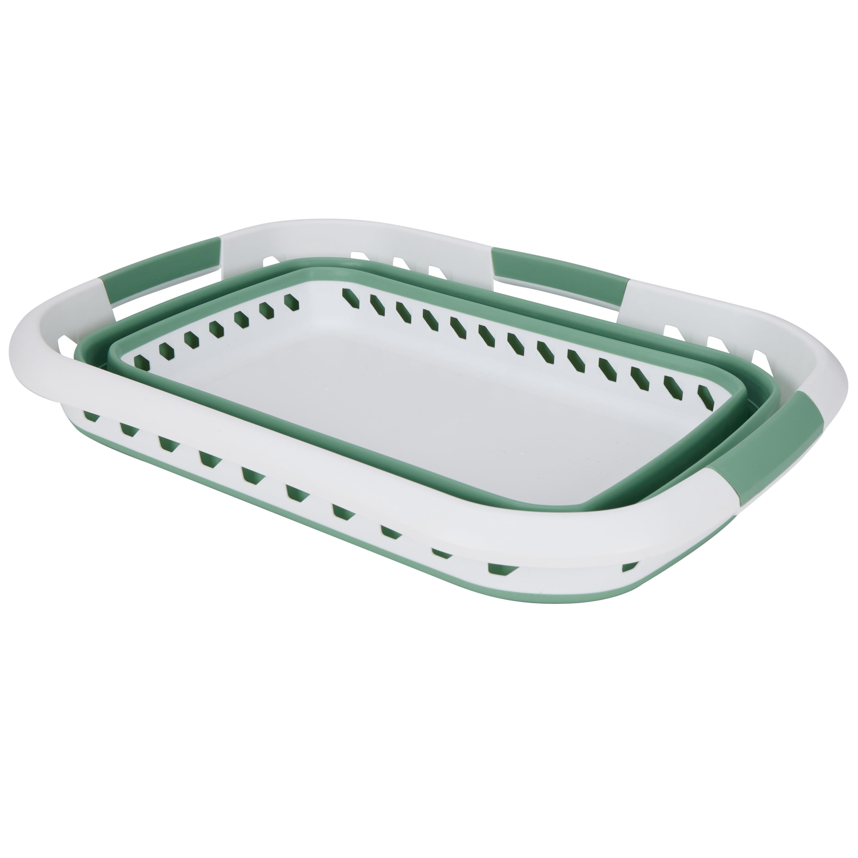 Laundry 360 Collapsible Laundry Basket in White/Sage