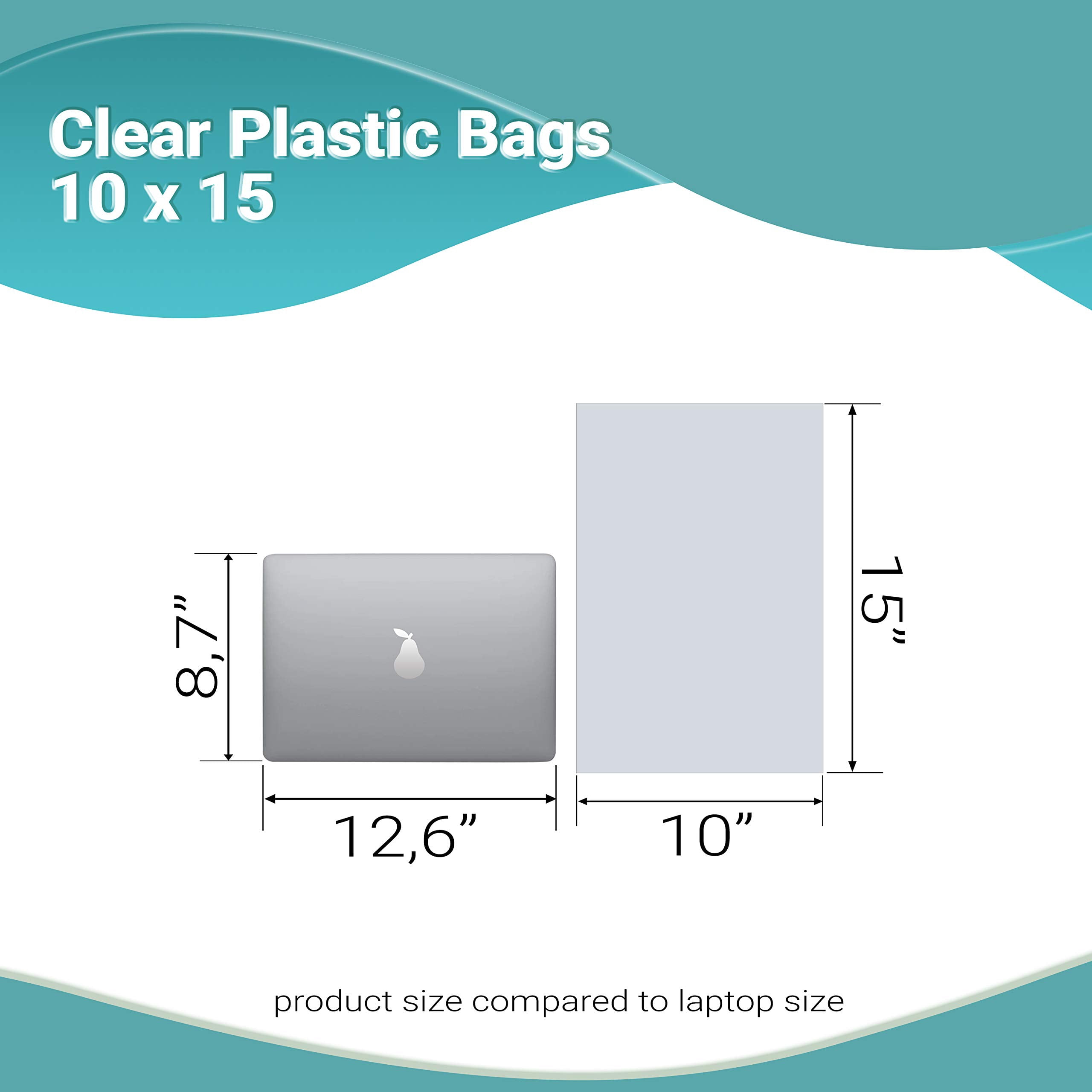 Clear Plastic Produce Bags, Warning Printed Polyethylene, 2000 Count, 10 x 15 in