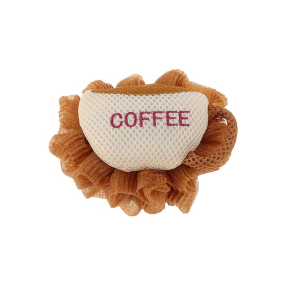 1 Pc Coffee Cup Shape Bath Sponge Body Scrubber for Bathroom Brown Beige