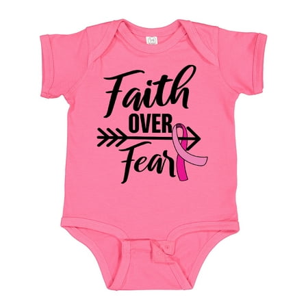 

Inktastic Breast Cancer Awareness Faith over Fear with Pink Ribbon and Arrow Gift Baby Girl Bodysuit