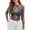 Grey, variant on Womens Summer Tops Mesh Long Sleeve Neck Sheer Blouse See Through Hollowed Floral Lace Beige Womens Shirts L