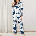 thumbnail image 3 of Junzan Cute Cartoon Dinosaurs Print Womens Pajama Sets,Long Sleeve Button Down For Women Pjs 2 Piece, 3 of 9
