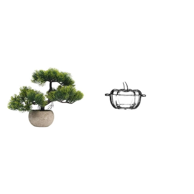 Bonsái Artificial, Bombonera De Cristal Con Tapa, Planta Artificial En Forma De Calabaza En Maceta, Tarro Para Galletas, Colección Bonsái Transparente, Cuenco Para Servir Para Centros De Mesa