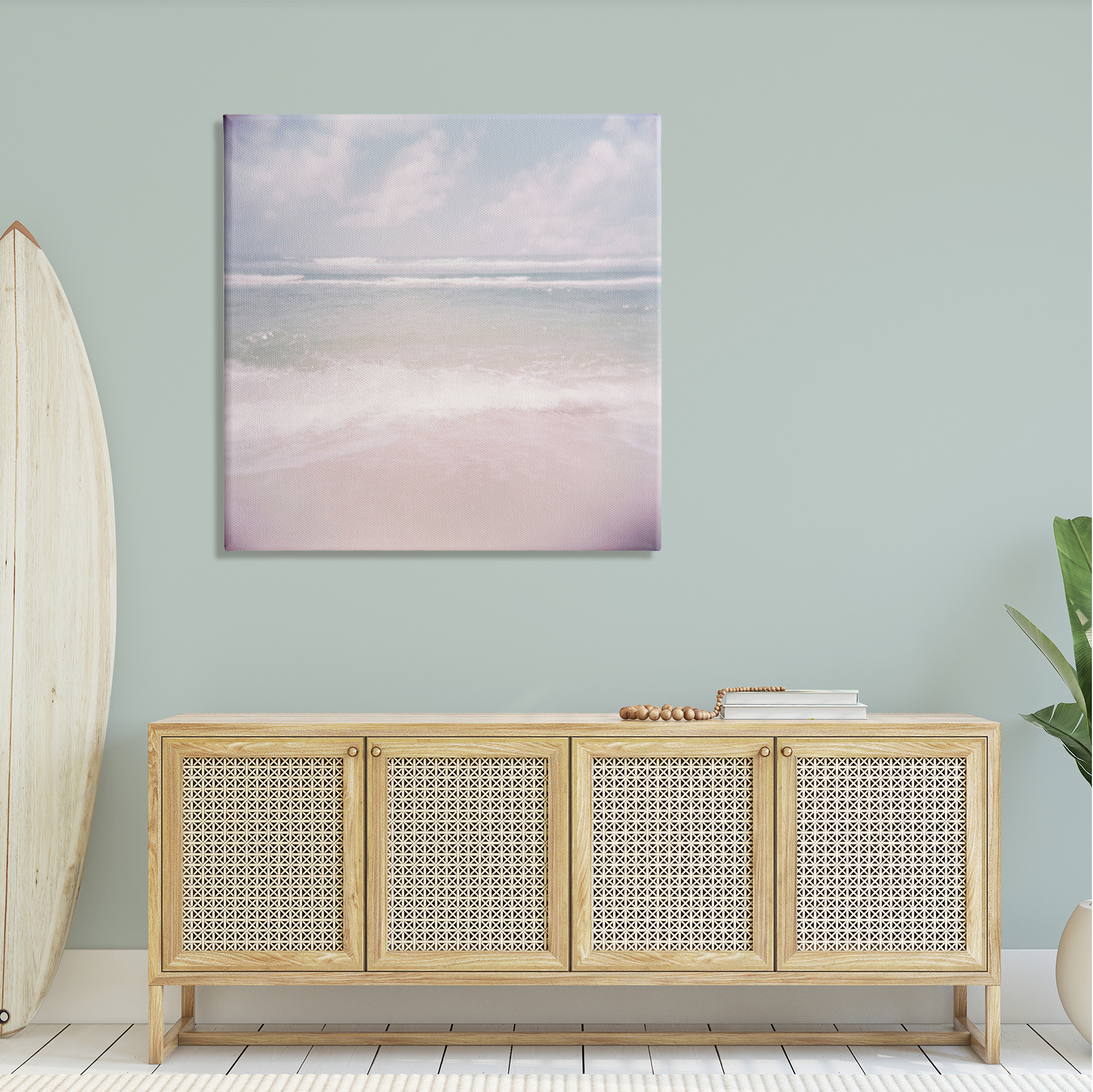 Stupell Pastel Beach Waves Horizon Landscape Painting Gallery Wrapped Canvas Print Wall Art
