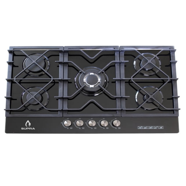 Parrilla de cocina empotrable SUPRA 5 quemadores 5Q-TG-87 Cristal templado Negro