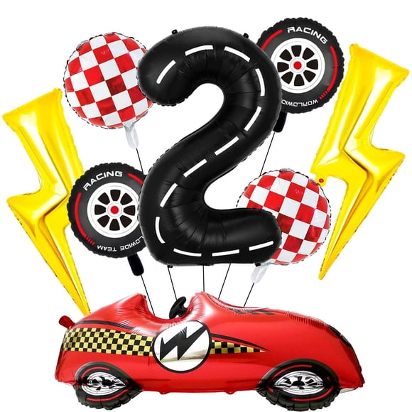 Set de globos CHUN-YAN Race Car Checkered Lightning para el segundo cumpleaños