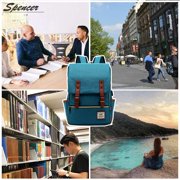 Spencer Canvas Laptop Backpack for Women Men - Shoulder Travel Daypack Anti-theft Satchel Rucksack Computer Bag with USB Charging Fit 16 Laptop