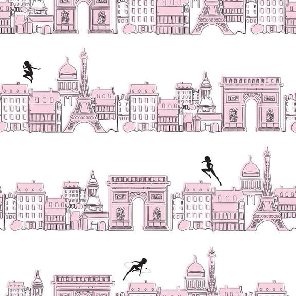 RoomMates Miraculous Ladybug Charming Paris Pink Peel and Stick Wallpaper