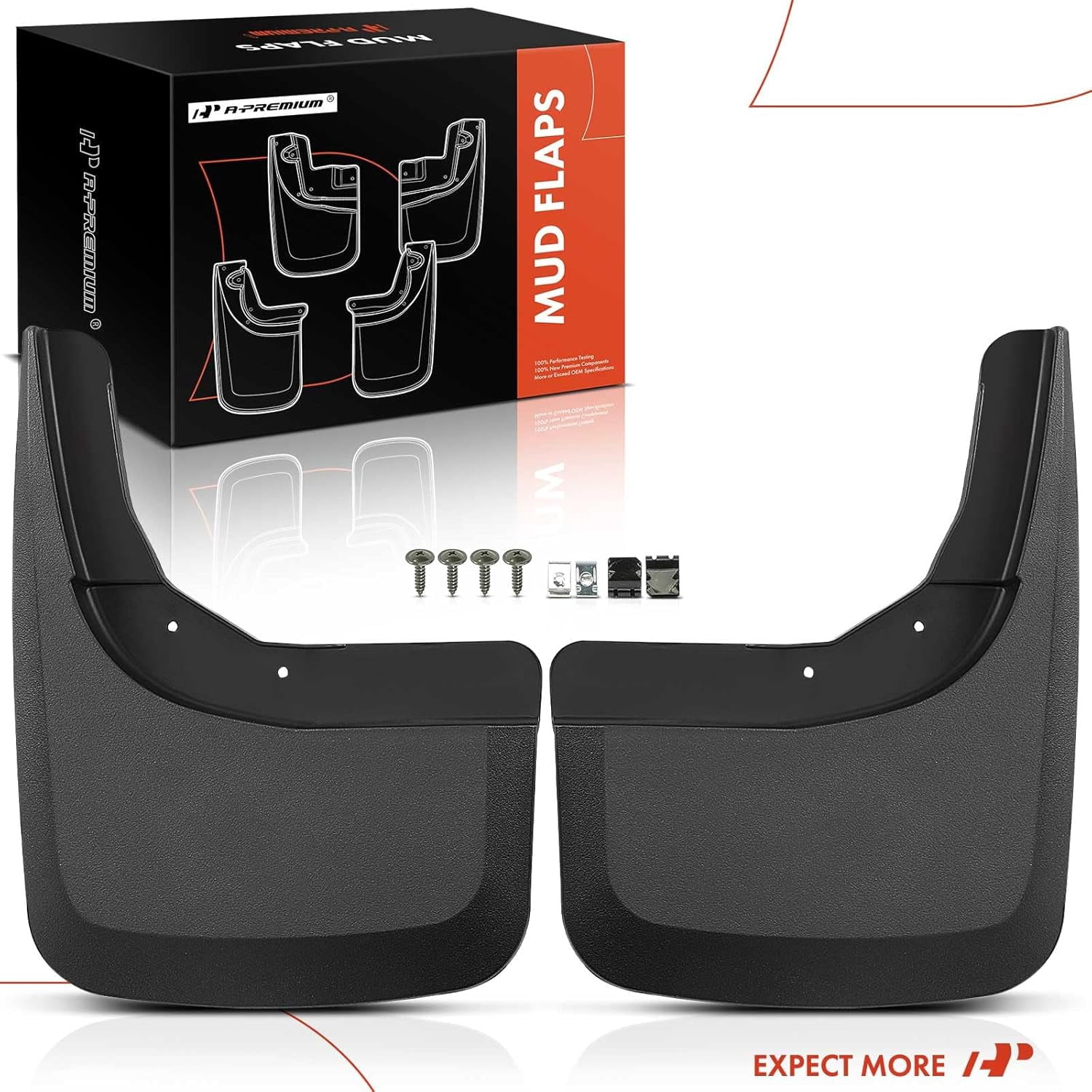 A-Premium Set of 2-PC Rear Mud Flaps Splash Guards Compatible with Chevrolet Silverado 1500 2019-2024 Pickup, Left & Right Mudguards Mudflaps, with Hardware Accessories (Not for Legacy Models)