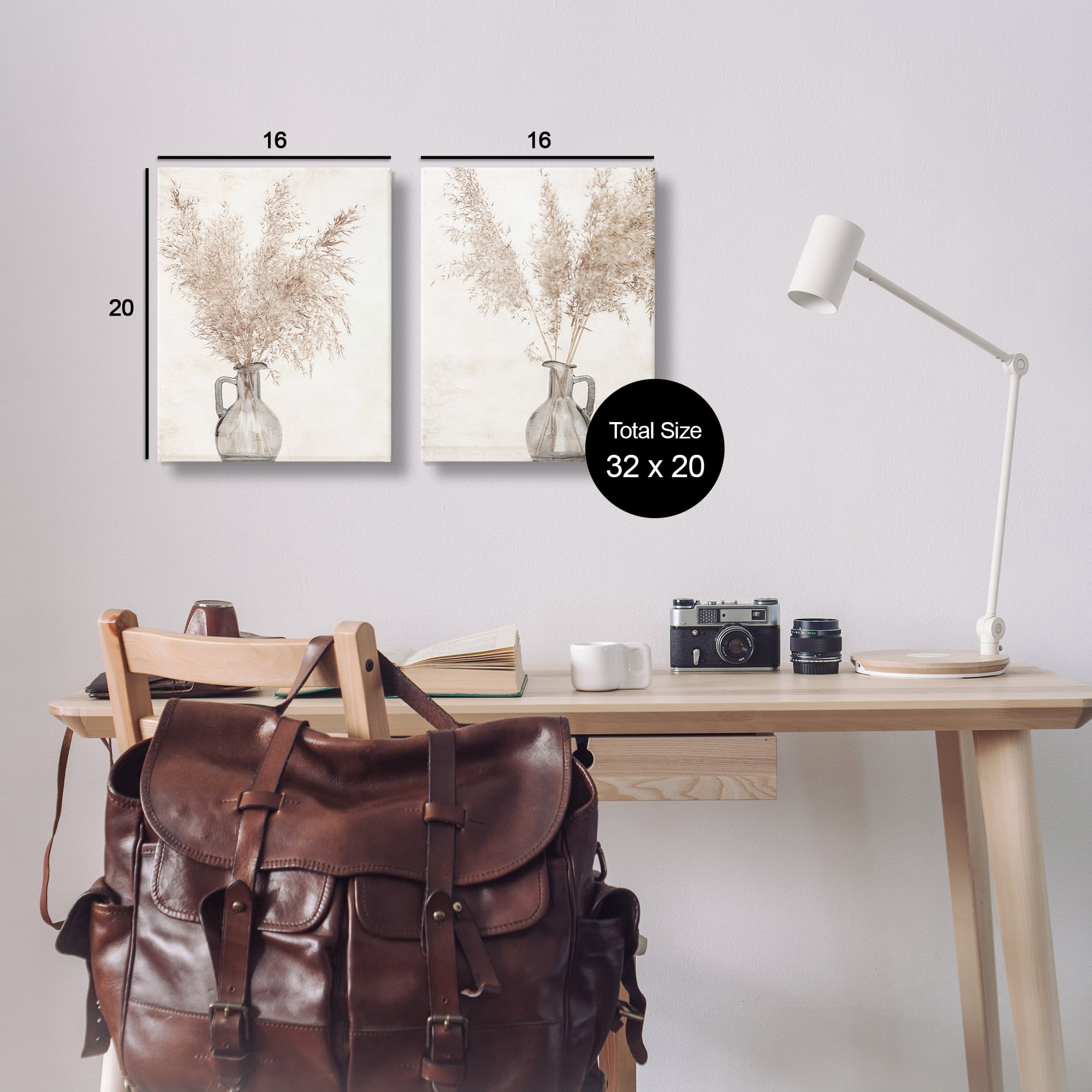 Stupell Industries Wild Pampas Stalks Vase Plants & Flowers Photography Wrapped Canvas Art Print Wall Art, 16 x 20, Set of 2