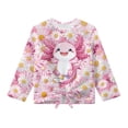thumbnail image 4 of Xoenoiee Pink Axolotl Daisy Print Girls Long Sleeve Tees Soft Tie Hem T-Shirts Kids Basic Crewneck T-Shirts Top for Teen Youth Girls, 7-8 Year, 4 of 7
