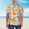 thumbnail image 2 of Sigee Whimsical Fox Floral Garden for Men’s Casual Beach Summer Shirts Funky Hawaiian Shirt for Men Hawaiian Shirts,Large, 2 of 7