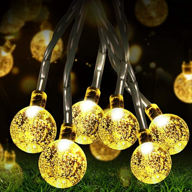 Guirlande Lumineuse Globe, 50 Boules de Cristal Guirlande Lumineuse LED  Étanche, Guirlande Lumineuse Extérieure à Énergie Solaire, Éclairage  Décoratif pour Maison, Jardin, Fête, Festival (Blanc Chaud) 