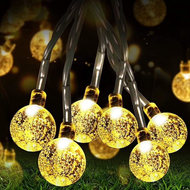 Cadena de luces de jardín solar, cadena de luces de balcón solar, cadenas de luces de bolas de 9,5 metros con 50 blanco cálido, para jardín, árboles, decoración de fiestas Namotu LN-1734