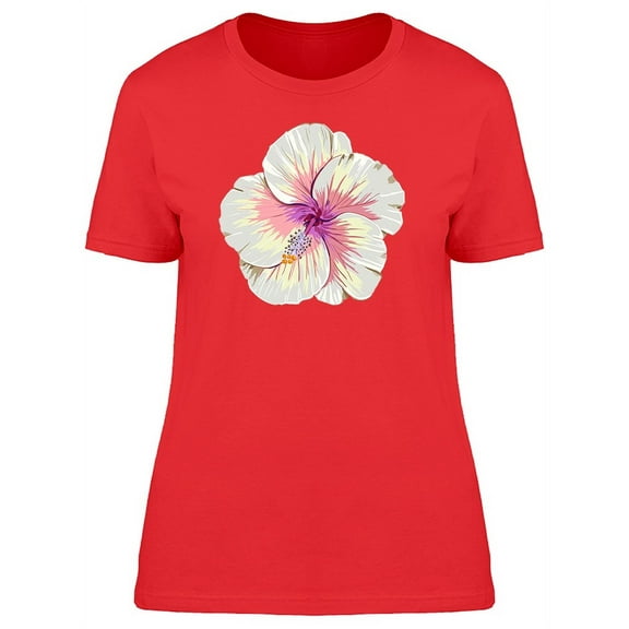White Hibiscus Painting T-Shirt Women -Image by Shutterstock, Female Small